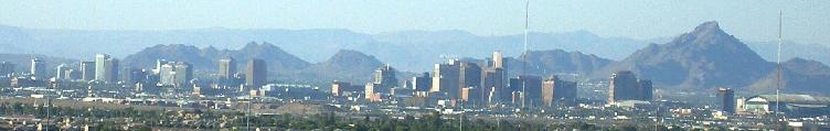 Phoenix Arizona skyline looking north from South Mountain
